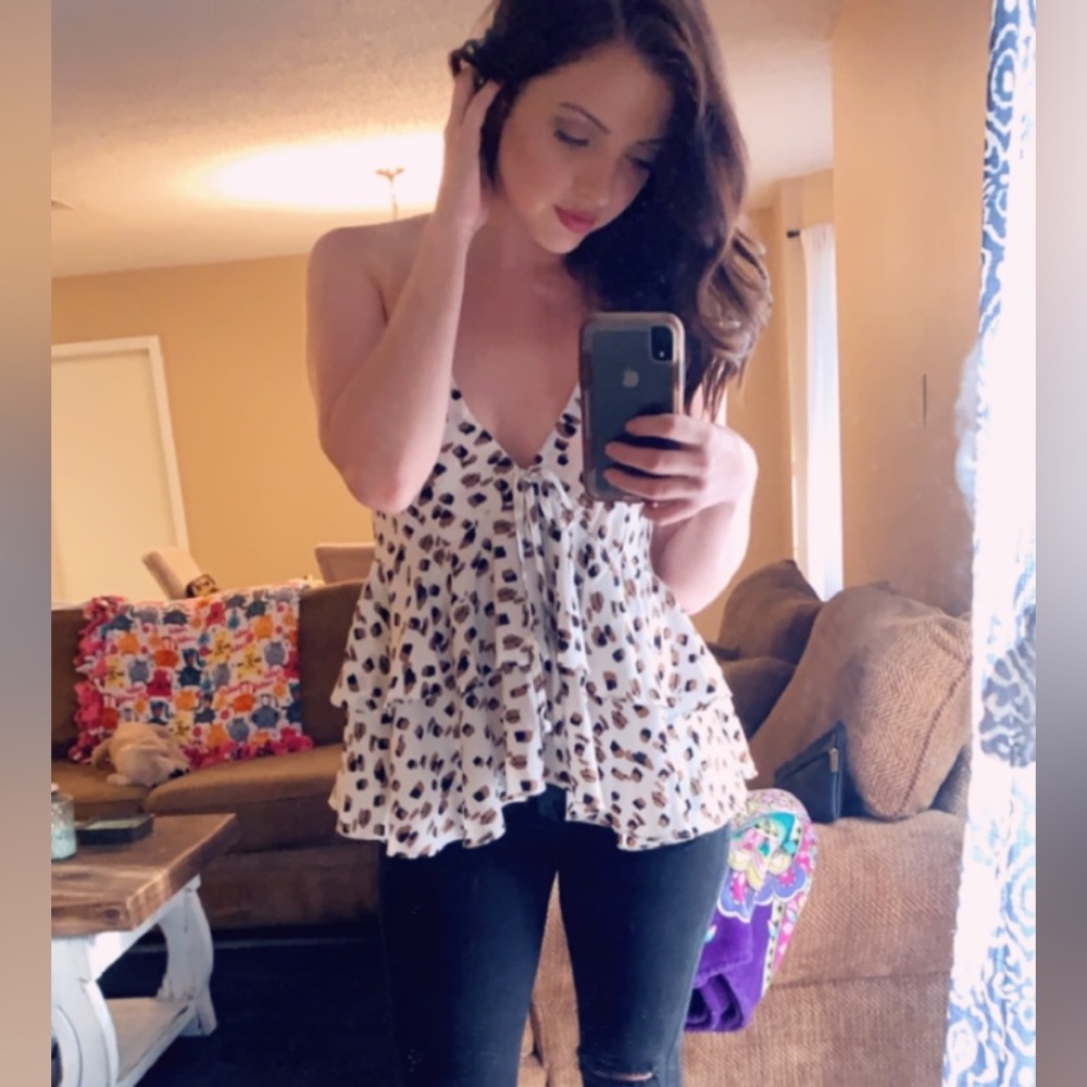 Leopard print Tank top with bow
